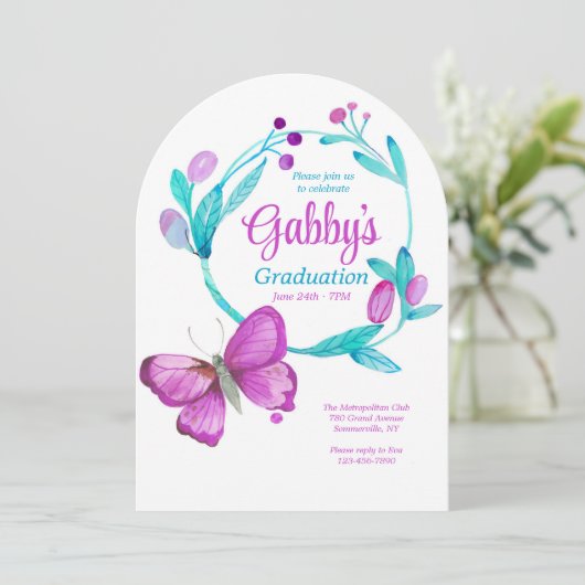 Schmetterlingsring Einladung (Stehend Vorderseite)