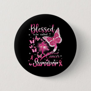 Schmetterlingsrosa gesegnet, als Brustkrebs bezeic Button