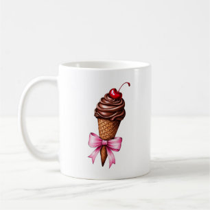 Schmetterlingsrosa Schleife Schokoladeneiscreme-Wa Kaffeetasse