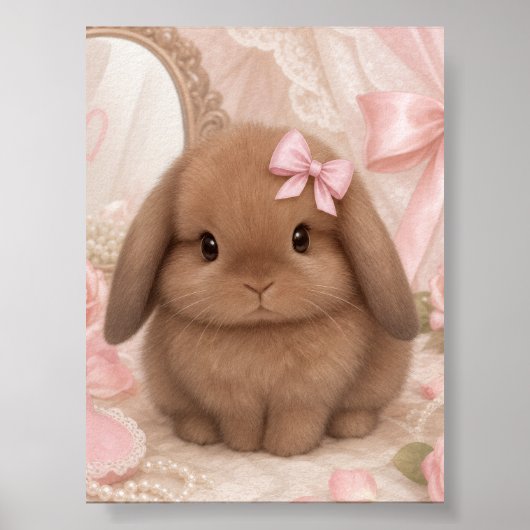 Schmetterlingsrosa-Schleifen-Hasenmagnet Poster (Vorne)