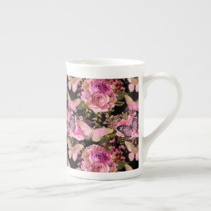 Schmetterlingsrosengarten Floral Blume Cute Ästhet Porzellantasse