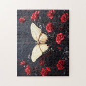 Schmetterlingsruhen unter dynamischen Rote Rosen Puzzle (Vertikal)