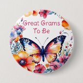 Schmetterlingsschaum-Blume Mädchenduschschenwürmer Button (Vorderseite)