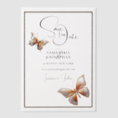 Schmetterlingsschmucksilber Save the Date Pergament Einladungen (Vorderseite)