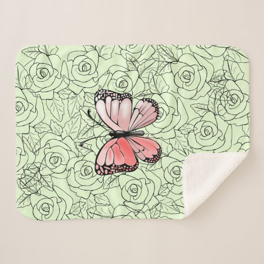 Schmetterlingsschuh-Decken-Rose - Benutzerdefinier Sherpadecke (Vorderseite (Horizontal))