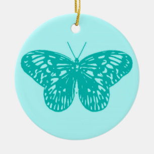 Schmetterlingsskizze, aqua und türkis keramikornament
