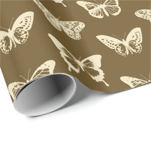 Schmetterlingsskizze, beige auf schokoladenbraun geschenkpapier