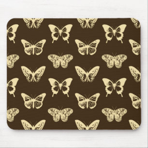 Schmetterlingsskizze, beige auf schokoladenbraun mousepad