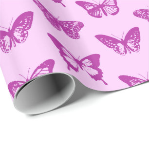Schmetterlingsskizze, Eisrosa & Amethystpurpur Geschenkpapier