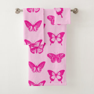 Schmetterlingsskizze, hellrosa und fuchsia badhandtuch set