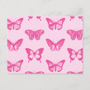 Schmetterlingsskizze, hellrosa und Fuchsia Postkarte
