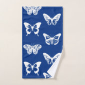 Schmetterlingsskizze, Kobaltblau und Weiß Badhandtuch Set (Handtuch)