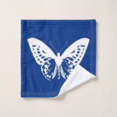 Schmetterlingsskizze, Kobaltblau und Weiß Badhandtuch Set (Waschlappen)