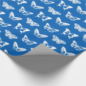 Schmetterlingsskizze, Kobaltblau und Weiß Geschenkpapier (Ecke)