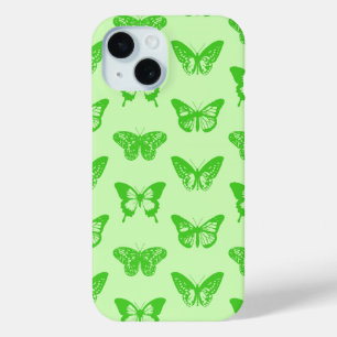 Schmetterlingsskizze, limettengrün iPhone 15 hülle