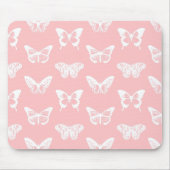 Schmetterlingsskizze, Muschelrosa und Weiß Mousepad (Vorne)