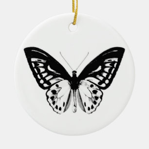 Schmetterlingsskizze, schwarz und weiß keramikornament