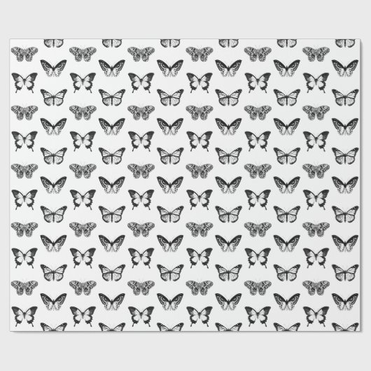 Schmetterlingsskizze, Schwarzweiss Geschenkpapier (Flach)