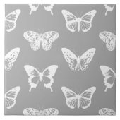 Schmetterlingsskizze, silbernes Grau und Weiß Fliese (Vorderseite)