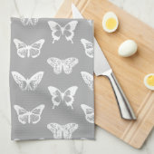 Schmetterlingsskizze, silbernes Grau und Weiß Küchentuch (Viertel Falte)