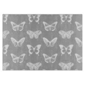 Schmetterlingsskizze, silbernes Grau und Weiß Schneidebrett (Vorderseite)