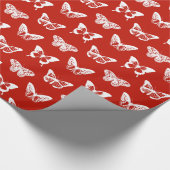 Schmetterlingsskizze, tiefrot und weiß geschenkpapier (Ecke)