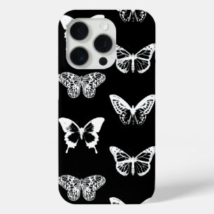 Schmetterlingsskizze, weiß und schwarz iPhone 15 pro hülle