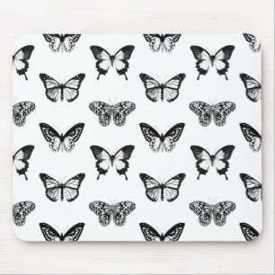 Schmetterlingsskizze, -WEISS und -SCHWARZES Mousepad