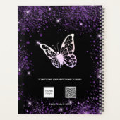 Schmetterlingsskript für lila Glitzer Planer (Rückseite)