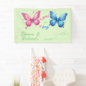 Schmetterlingssommer Gender Reveal Party Zollposte Banner (Insitu)