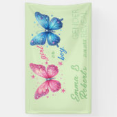 Schmetterlingssommer Gender Reveal Party Zollposte Banner (Vertikal)