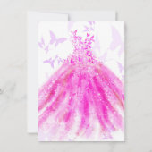 Schmetterlingstanz Lila, rosa Kleid Süß 16 Einladung (Rückseite)