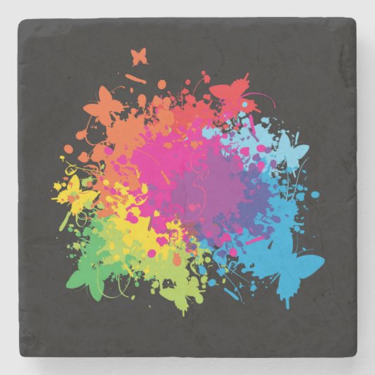 Schmetterlingstanz Steinuntersetzer (Vorderseite)