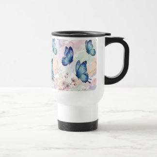 Schmetterlingstasse im Wasserfarbdesign | Sanfte b Reisebecher