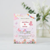 Schmetterlingsthema 6. Geburtstagseinladung Postkarte (Stehend Vorderseite)