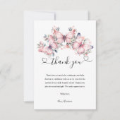 Schmetterlingsthema Pink Wasserfarbe Kinderdusche Dankeskarte (Vorderseite)