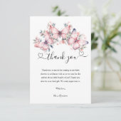 Schmetterlingsthema Pink Wasserfarbe Kinderdusche Dankeskarte (Stehend Vorderseite)