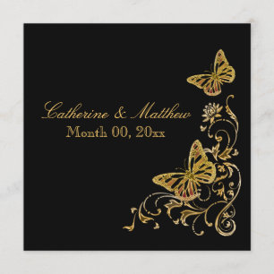 Schmetterlingsthema Schwarzer Goldbarsch-Hochzeit  Einladung