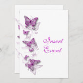 Schmetterlingstitel Rosa Weiß Einladung (Vorne/Hinten)