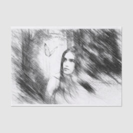 Schmetterlingstraum in Kohle Seidenpapier