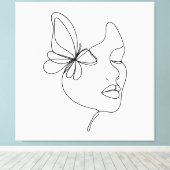 Schmetterlingstraum - Minimalistische Frau & Schme Leinwanddruck (Insitu (Holzboden))