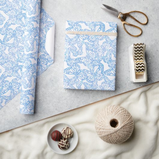Schmetterlingsträume (blau) geschenkpapier (Kunsthandwerk)