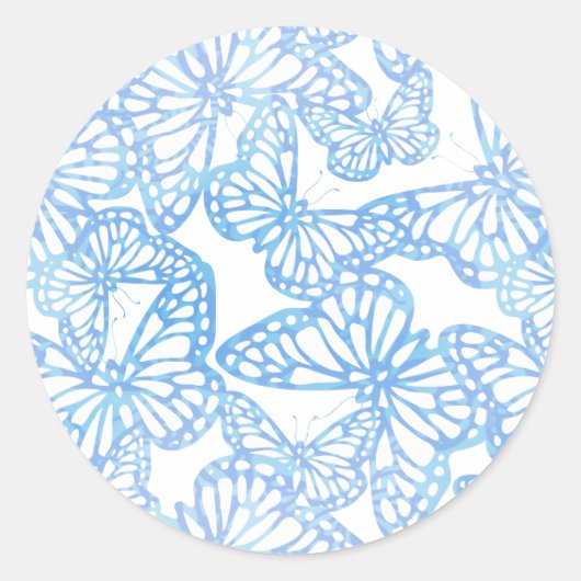 Schmetterlingsträume (blau) runder aufkleber (Vorderseite)