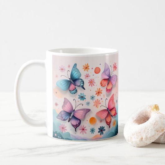 Schmetterlingsträume Kaffeetasse (Mit Donut)