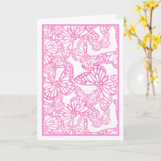 Schmetterlingsträume (pink) Leere Karte (Gelbe Blume)