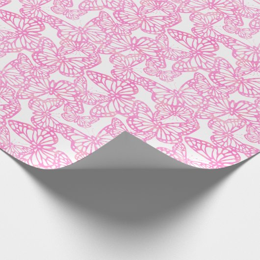 Schmetterlingsträume (Rosa) Geschenkpapier (Ecke)