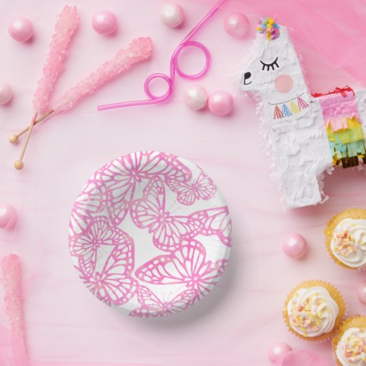 Schmetterlingsträume (Rosa) Pappteller (Party)