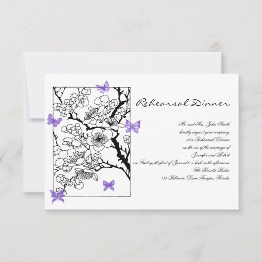 Schmetterlingsträume: Violethochzeit-Probe Einladung (Vorderseite)