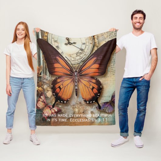 Schmetterlingsuhr Fleece-Decke Ecclesiastes 3:11 Fleecedecke (Beispiel)