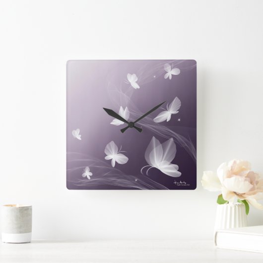Schmetterlingsuhr Quadratische Wanduhr (Zuhause)